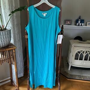 Vintage we be bop women’s 3x canary tank dress, turquoise blue embroidered maxi